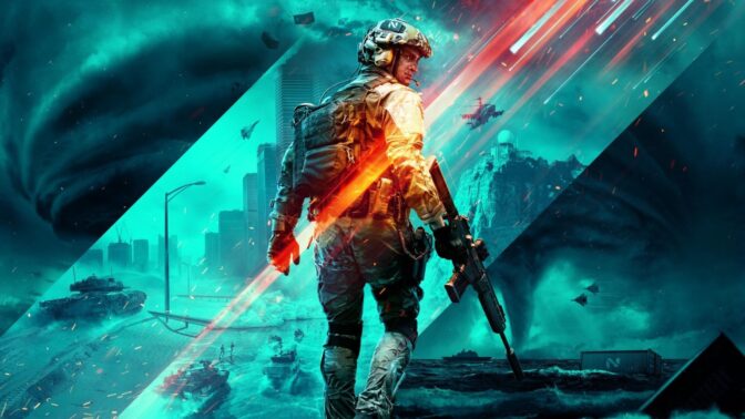 Reklamebilde fra "Battlefield 2042", det nyeste spillet i serien.
