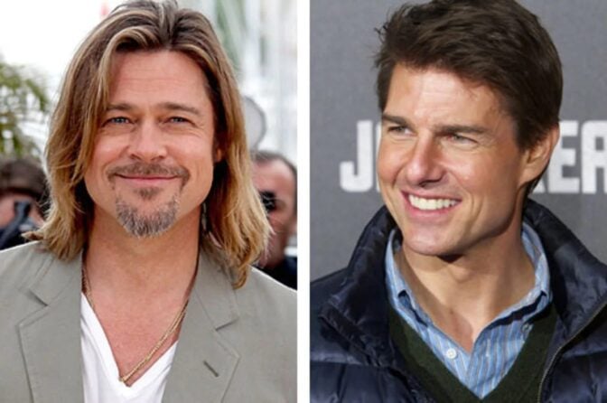 Brad Pitt og Tom Cruise, da de var mye yngre enn de er i dag.