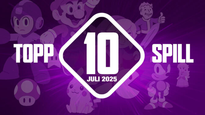 Topp 10 spill juni 2025. Grafisk design: Per Mork, MovieZine.no/JB FORLAG