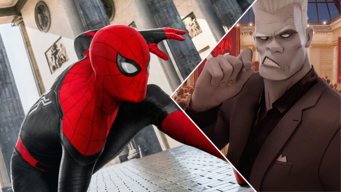 Tom Hollands Spider-Man og Tombstone fra "Across the Spider-Verse".