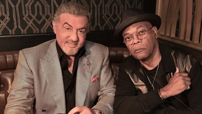 Sylvester Stallone og Samuel L. Jackson under innspillingen av "Tulsa King".