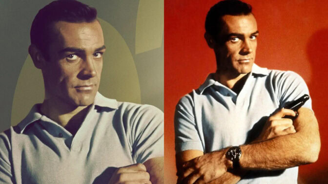 James Bond med og uten sin Walther PPK.