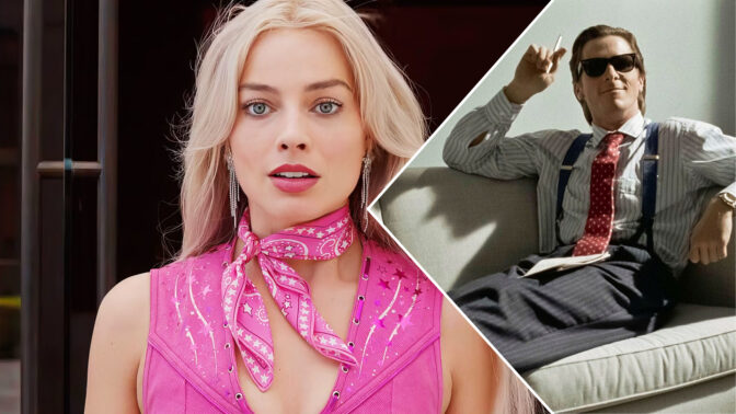 Margot Robbie i "Barbie" og Christian Bale som Patrick Bateman i "American Psycho".