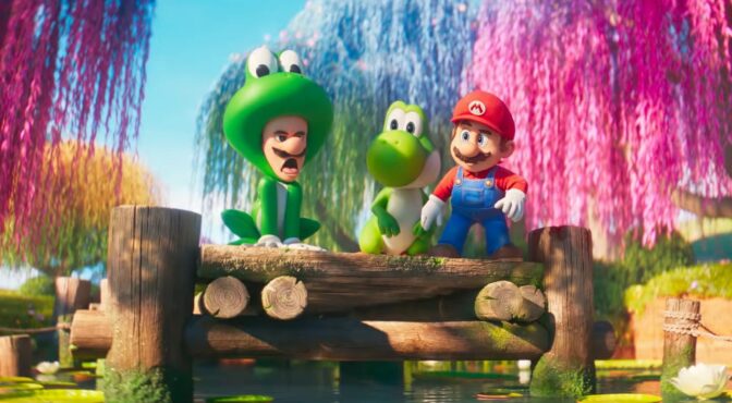 Yoshi sammen med Mario og Luigi i den nye filmen «The Super Mario Galaxy Movie».
