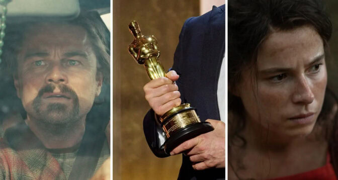 To av årets nominerte, og han Oscar selv i midten....