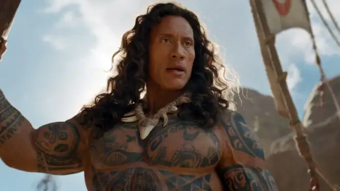 Dwayne Johnson som Maui i live-action-filmen.