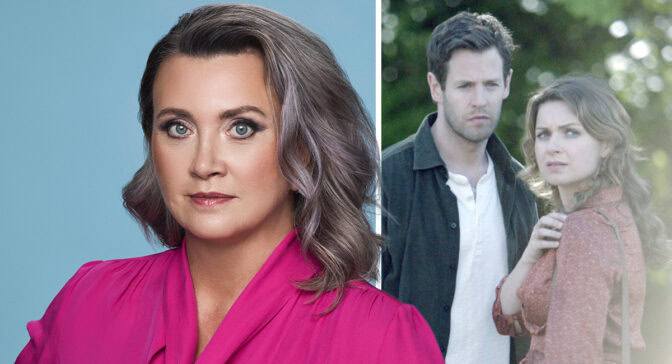 Camilla Läckberg samt Claudia Galli og Richard Ulfsäter i den nyeste filmserien.