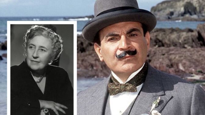 Agatha Christie og verdens fremste Poirot, David Suchet (bildet er en fotomontasje).