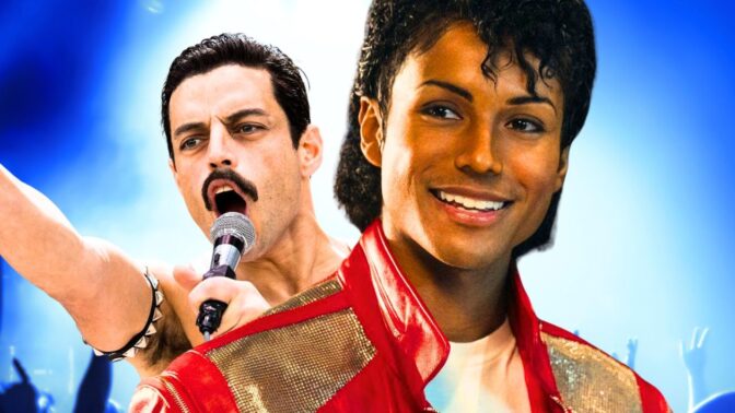 Rami Malek som Freddie og Jaafar Jackson som Michael. (Bildet er en fotomontasje)