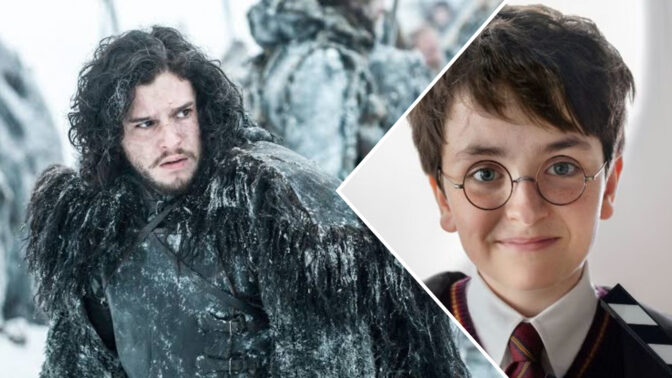 Kit Harington i «Game of Thrones» og Dominic McLaughlin som Harry Potter.