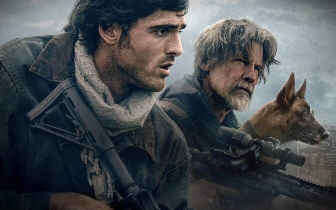 Jacob Elordi sammen med Josh Brolin og hunden.